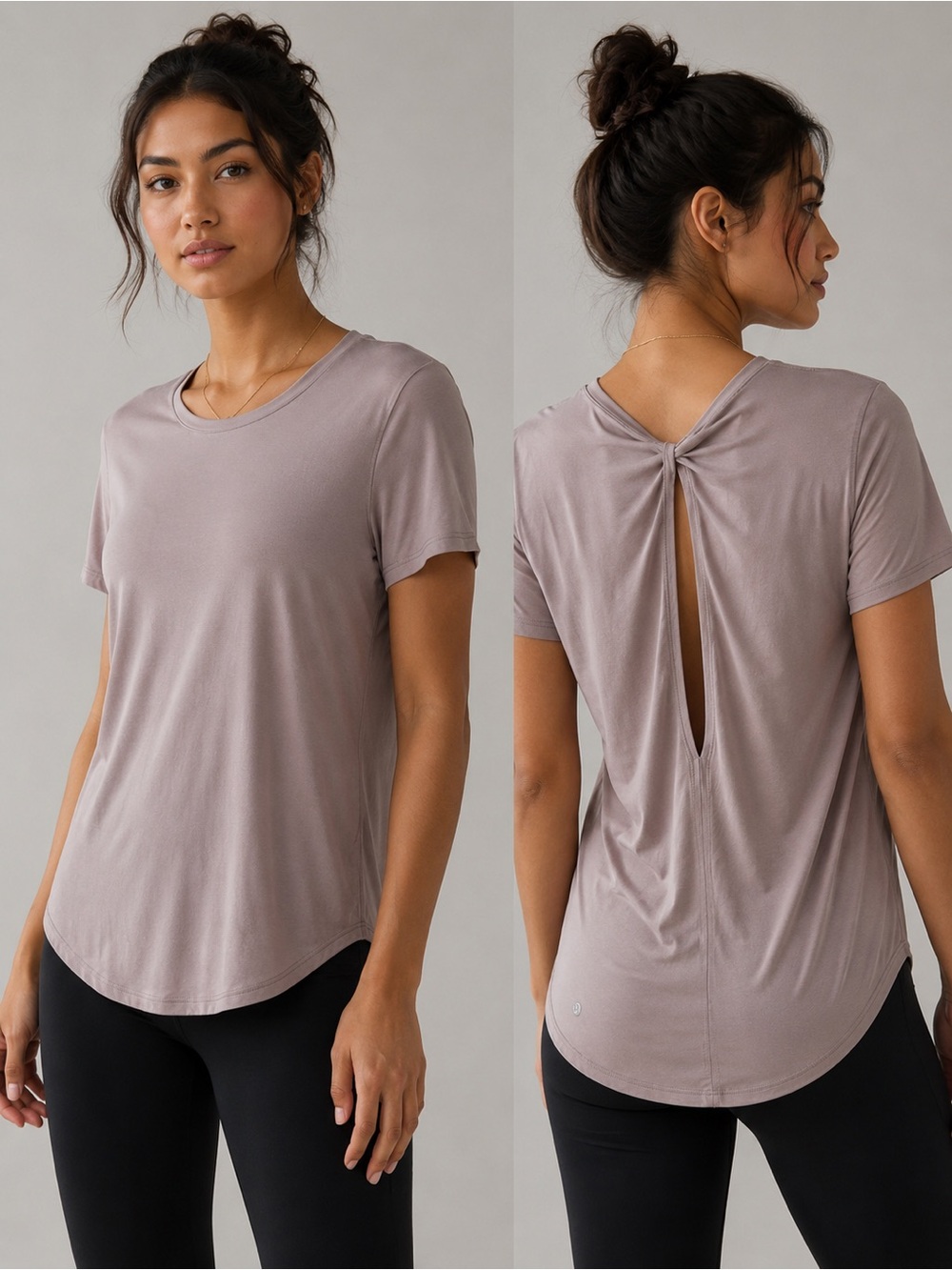 LULULEMON Modal-Silk Twist-Back Short Sleeve Shirt Mauve Size S